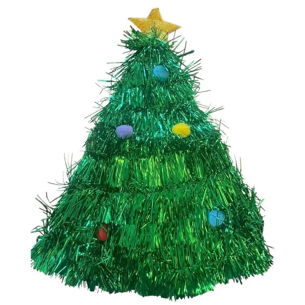 LAST ONE!!! Christmas Tree Novelty Party Hat Green Tinsel Star Topper Adult